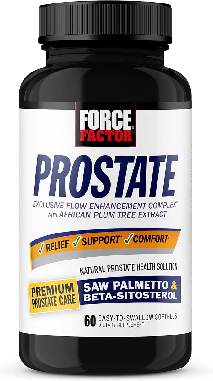 Force Factor Prostate Saw Palmetto and Beta Sitosterol Supplement for Men Prostate Health/Size Support Urinary Relief Bladder Control Reduce Nighttime Urination 60 Softgels