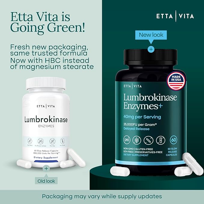 Potent Lumbrokinase Supplement 40mg/Serving (Max Activity - 800000 Units) - Lumbrokinase Enzymes Capsules for Energy Support Digestion Detox Cognition &amp Gut Health - Similar to Nattokinase
