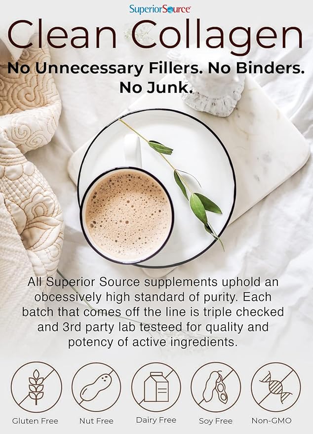 Superior Source Beauty Collagen - Collagen Powder from Grass-Fed Cows - Supports Healthy Hair Nails &amp Skin - Features Biotin Vitamin C &amp Hyaluronic Acid - 12.7 oz