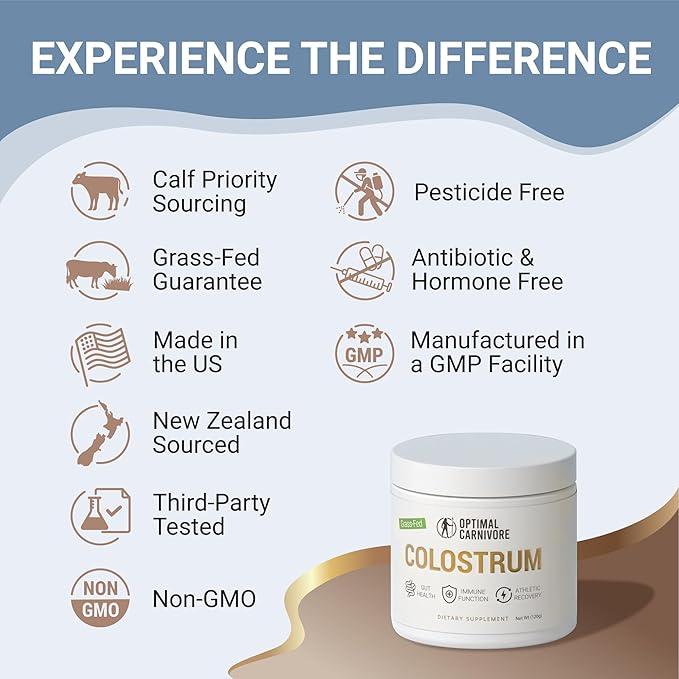 Grass Fed Colostrum Powder Unflavored Bovine Colostrum for Humans Colostrum Supplement Powder for Gut Health Immune Support &amp Muscle Recovery 120 grams Colostrum Powder Grass Fed