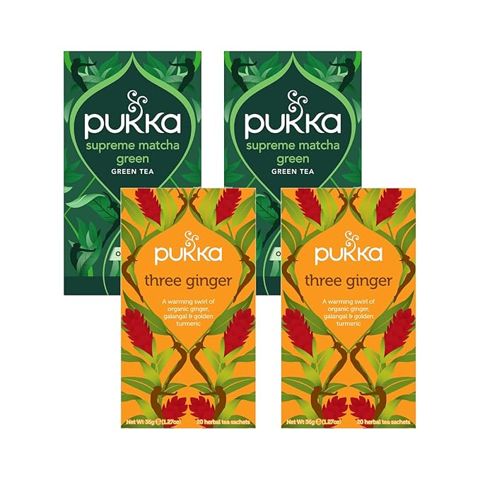 Pukka Tea Bags Organic (Three Ginger &amp Supreme Matcha Green) (2ea / 20ct) (Variety Pack)