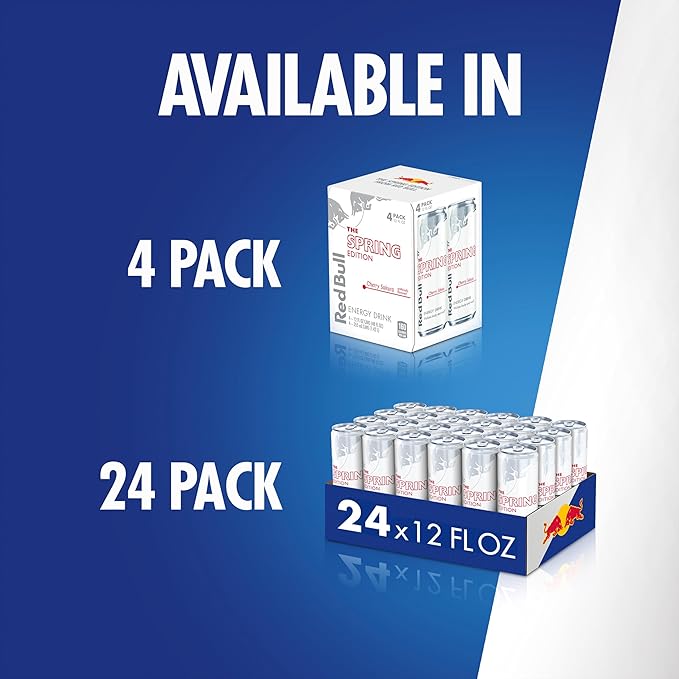Red Bull Spring Edition Energy Drink Cherry Sakura 114mg Caffeine Taurine &amp B Vitamins 12 oz. Pack of 24 Cans