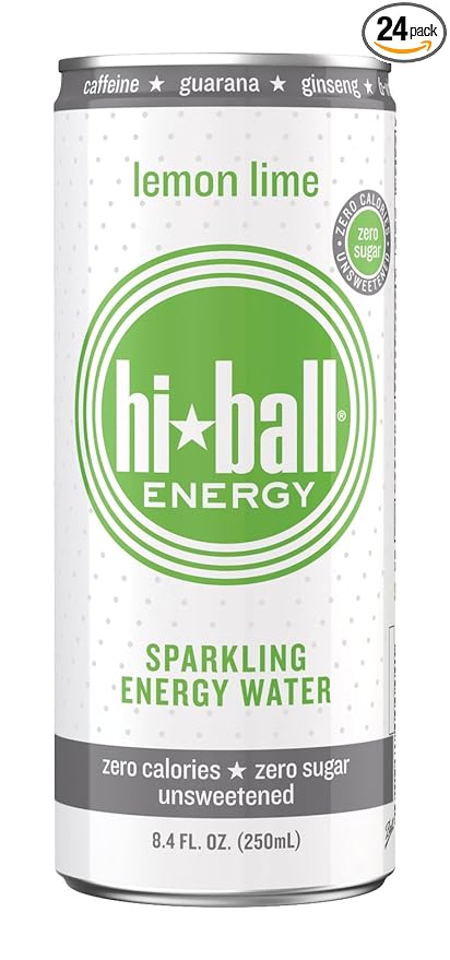 Hiball Energy Sparkling Water Lemon Lime 8.4 Ounce (Pack of 24)