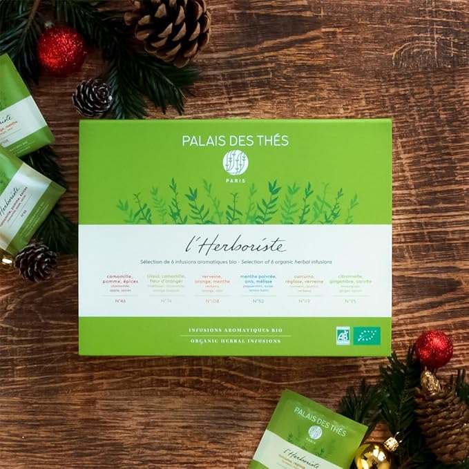 Palais des Thés - Organic L'Herboriste Box - Selection of 36 Premium Herbal Teas - Premium Tea Bags Set Serves 36 Cups