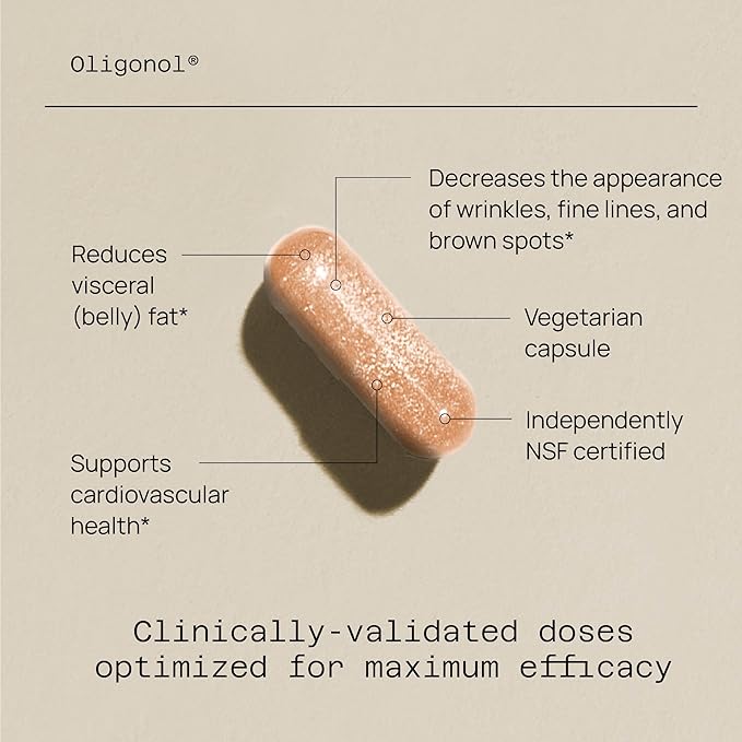 Quality of Life Oligonol Premium Anti Aging Supplement - Promotes Cardiovascular Health Circulation &amp Youth Includes Antioxidants - Lychee Fruit Extract - 30 Vegicaps (Pack of 2)