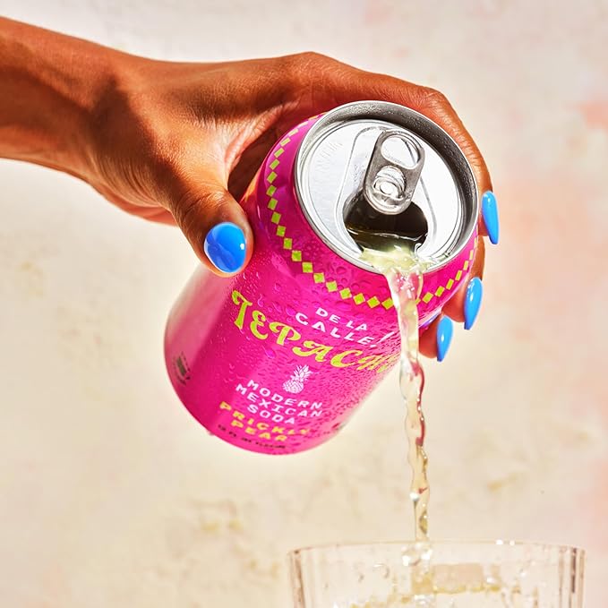 De La Calle Tepache - Cactus Prickly Pear - Modern Mexican Soda - Craft Fermented Pineapple Sparkling Beverage - Certified Organic Antioxidant Rich Non-Alcoholic Healthy Soda Low Sugar Low Calori
