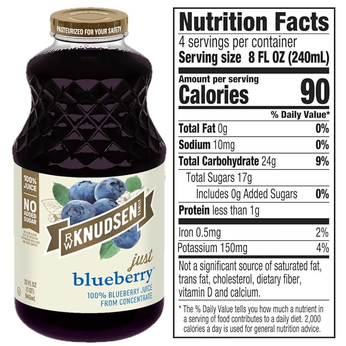 R.W. Knudsen No Sugar Added Juice Variety Pack 32 oz Bottles (Pack of 5) – Cranberry Pomegranate Blueberry &amp Black Cherry Mango