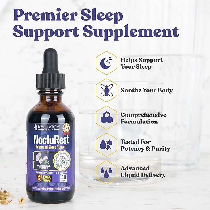 Rejuvica Health Balanced Femme + NoctuRest - Support Female Balance + Sleep - Liquid Delivery for Better Absorption - Dong Quai Melatonin Maca Hops Chamomile Theanine &amp More!
