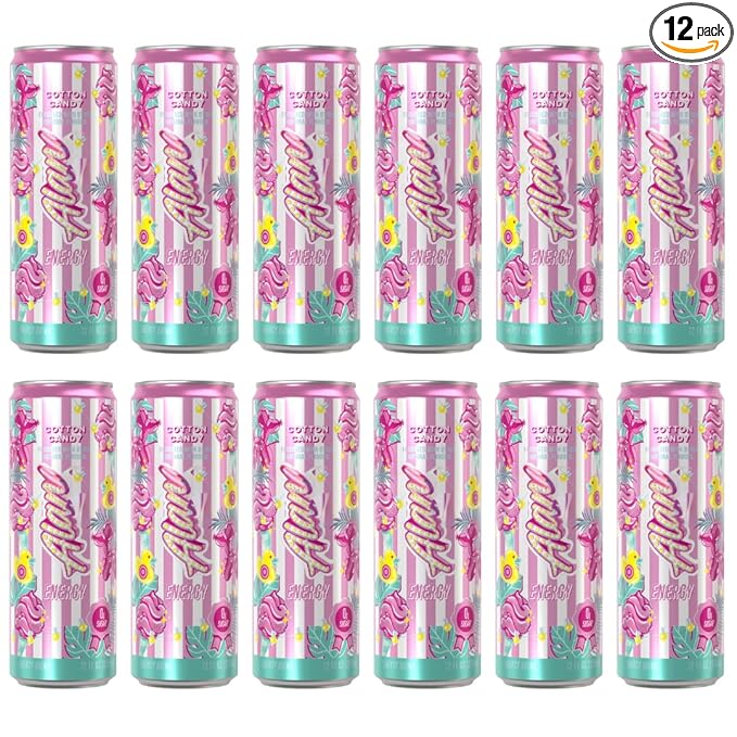 AIanni Energy Drink Cotton Candy Sugar Free Low Calorie Energy Drinks 12 Fl Oz Cans (12 Pack)