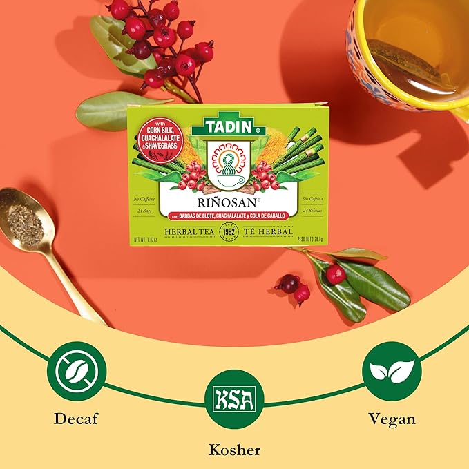 Tadin Rinosan Tea Herbal Tea Caffeine Free Best Enjoyed Hot 24 Tea Bags Per Box Pack of 1