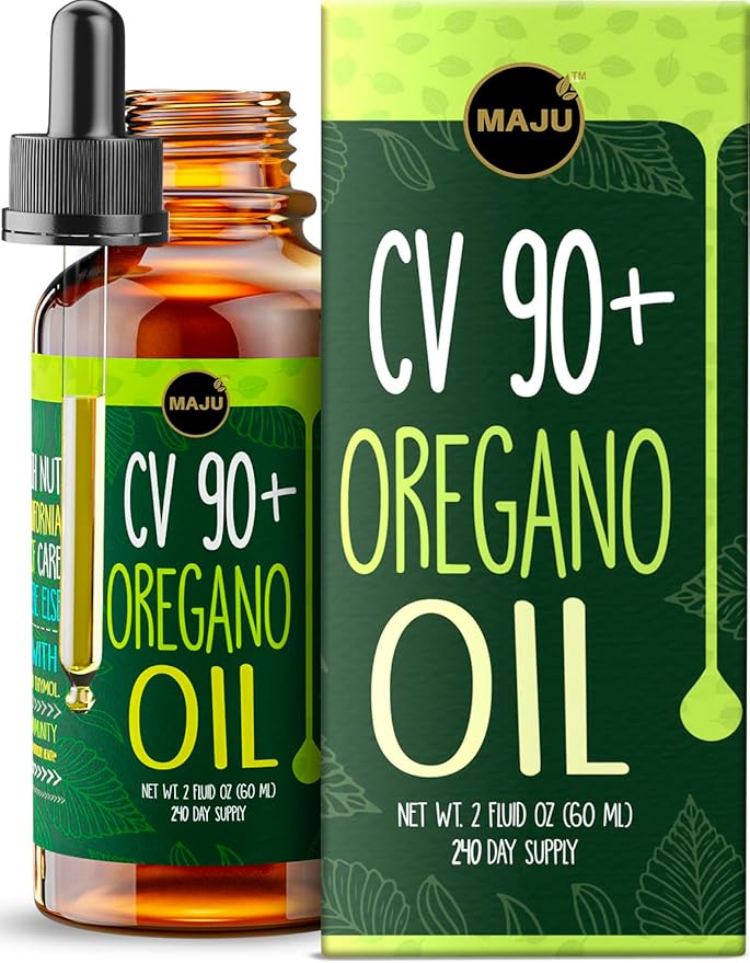 MAJU Oregano Oil Drops - Potent 90%+ Carvacrol (2 fl Oz) Wild Mediterranean Essential Oil of Oregano Liquid Aceite de Oregano Immune and Seasonal Support