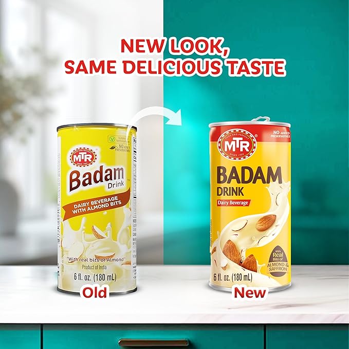 MTR Badam Drink Ready-to-Drink - Authentic Indian Almond Milk Beverage Real Bits of Almond &amp Saffron No Added Preservatives No Added Artificial Flavors &amp Colors Gluten-Free Refreshing Dr