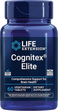 Life Extension Cognitex® Elite sage Blueberry ashwagandha phosphatidylserine vinpocetine Attention Focus Mood &amp Memory Gluten-Free Non-GMO Vegetarian 60 Tablets