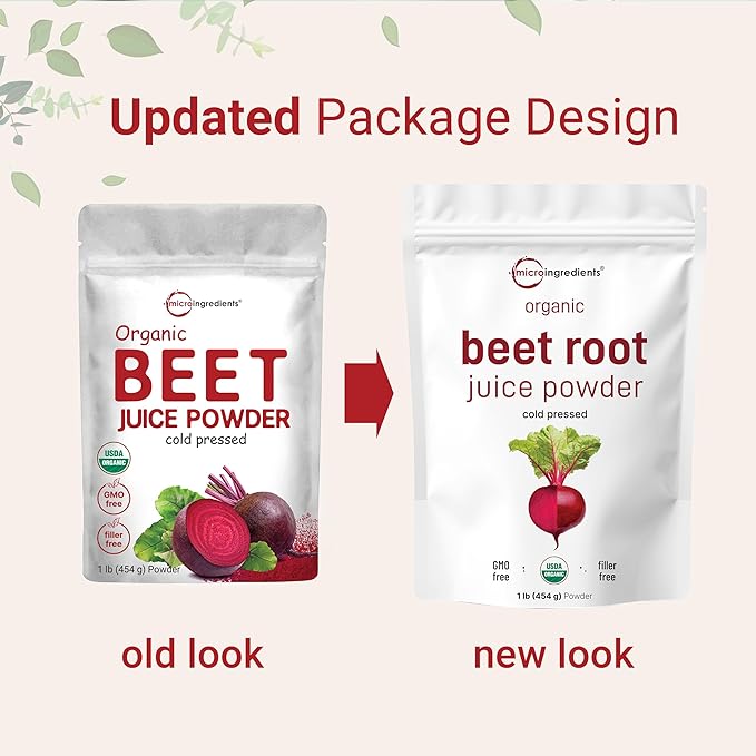 Micro Ingredients Organic Beet Root Juice Powder 1 Pound | Cold Pressed Water Soluble High Concentrated Raw Beet Supplement | Superfood Drink Mix | Non-GMO Vegan Friendly Plant Based
