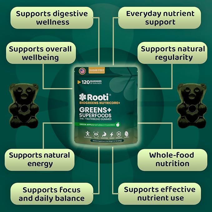 Super Greens Gummies for Adults – 7-in-1 Whole Food Supplement Spirulina Lion’s Mane Probiotics Fiber &amp Digestive Enzymes Vegan Sugar-Free Digestive &amp Immune Support 120 Gummies