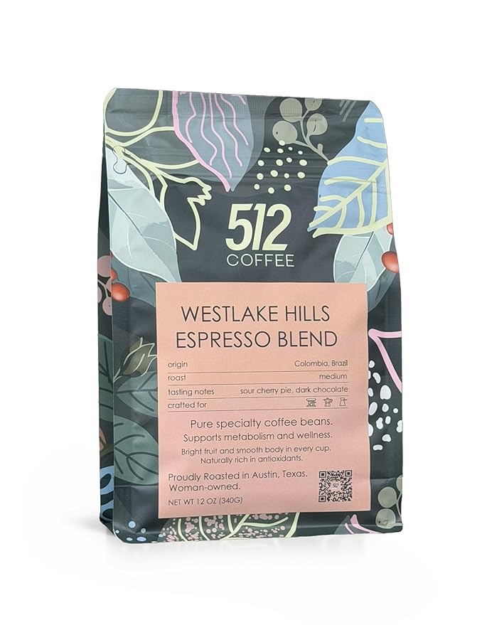 512 Coffee – Specialty Premium Smooth Medium Roast Whole Bean – Westlake Hills Espresso Blend – Balanced Chocolate &amp Sour Cherry for espresso machine coffee latte cappuccino barista quality