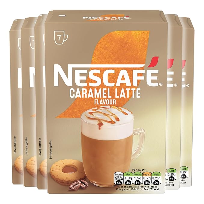 NESCAFÉ LATTE Caramel Instant Coffee Sachets x7 (Pack of 6 Total 42 Sachets)