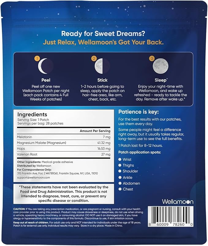 Wellamoon Sleep &amp Nasal Strip Bundle — Night-time Patch + Nasal Breathing Strips for Better Rest &amp Comfort