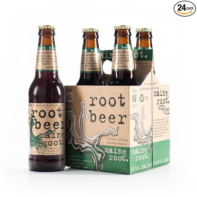 Maine Root Hand Crafted Root Beer Soda 12 fl oz (24 Glass Bottles)