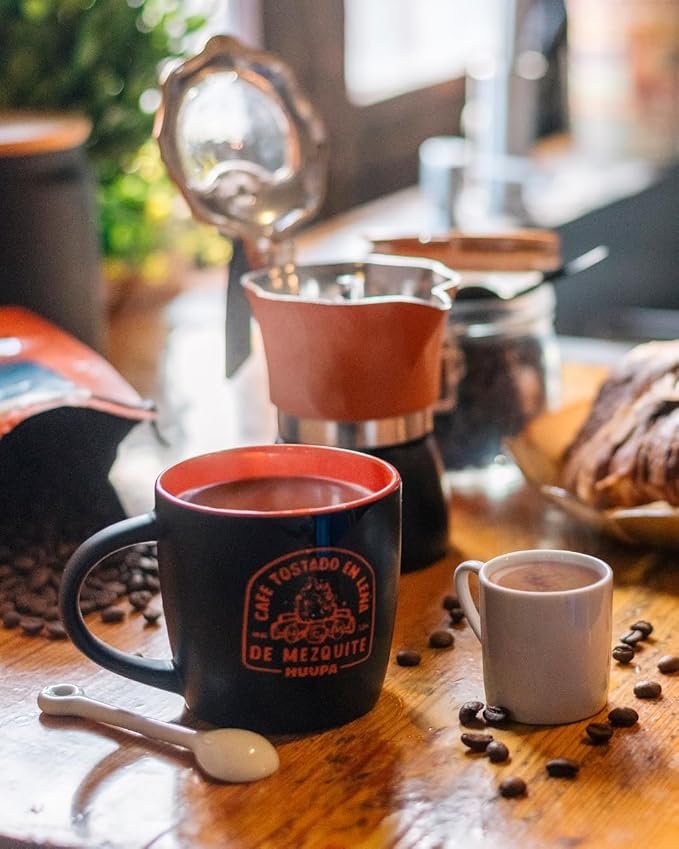 HUUPA Decaffeinated Coffee 100% Arabica Whole Bean Roasted with Mesquite Wood Smooth and Balanced Flavor Decaf 16 oz