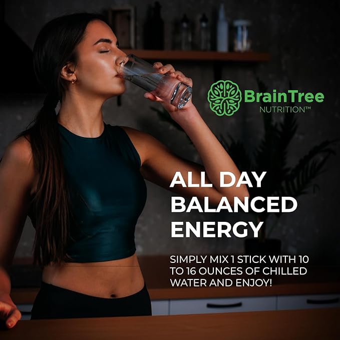 BrainTree Nutrition - Focus + Hydration - Electrolyte Drink Mix - Total Body Hydration - Supports Cognitive Function Energy &amp Muscle Recovery - Sugar Free - Watermelon - 30 Stick Packs