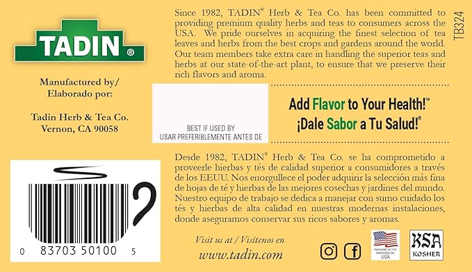 Tadin Chamomile Tea Herbal Tea Caffeine Free Tea Tea Bags Individually Wrapped 24 Tea Bags Per Box Pack of 6