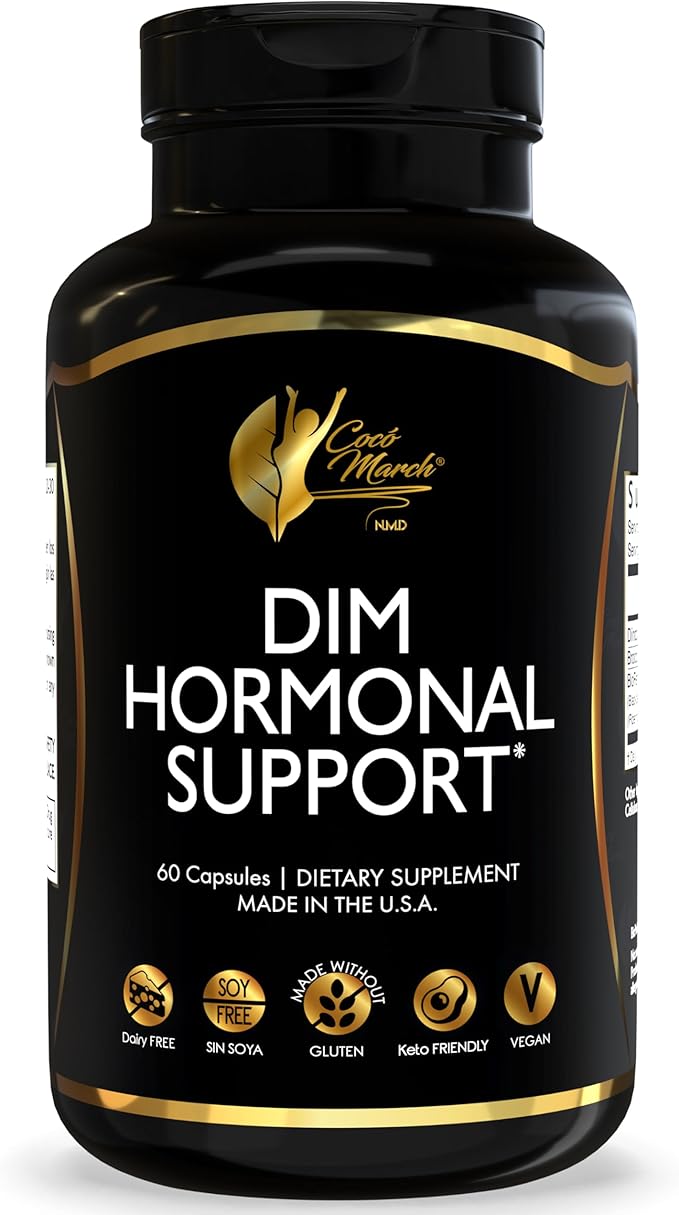 Cocó March DIM Supplement for Women – Supports Hormonal Balance Skin Care &amp Natural Estrogen Metabolism – Detox &amp Cell Health – Gluten Free Soy Free Dairy Free Vegan &amp Keto Friendly –