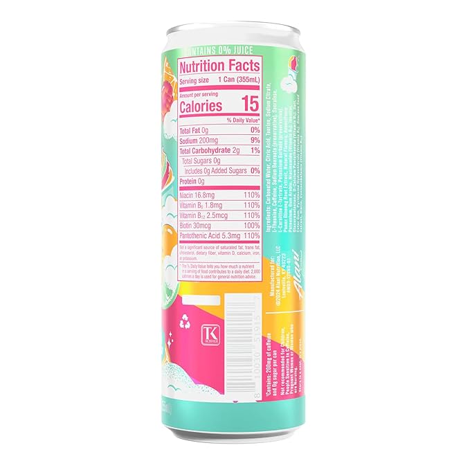 New Alani Energy Drinks Sherbet Swirl Flavor Sugar-Free Low-Calorie Energy Boost Drink 12 fl oz (Pack of 6) Repackaged By * Shadow Hunter*