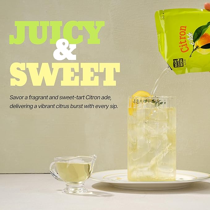 [Nokchawon] Korean Yuzu Juice Drink Pouch - Honey Citron Tea Flavored Ade for Ice Cups and Cocktails - Ready to Serve Citrus Beverage for Spring Refreshment - 10 Pack