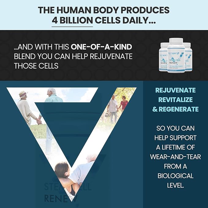 Stem Cell Renew | Boost Your Natural Supply of Stem Cells to Strengthen Mental Sharpness Help Slow Signs of Aging and Restore Youthful Energy - Created by NASA Scientist | 1-Month Supply (60 count)