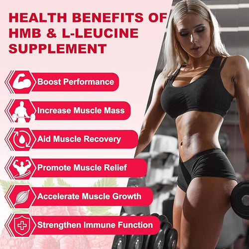 2 Pack HMB and Leucine Gummies 3500mg HMB &amp Leucine Amino Acid for Muscle Growth Muscle Relief HMB Supplements for Men &amp Women Vegan Non-GMO Raspberry Flavor 120 Count