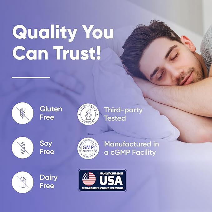 Sandhu's Sleep 60 Capsules –Non-Habit Forming 5-in-1 Sleep Aid Supplement with Melatonin Magnesium GABA L-Theanine &amp 5-HTP