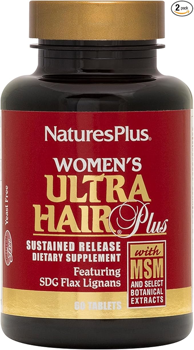 NaturesPlus Women’s Ultra Hair Plus - 60 Sustained Release Tablets Pack of 2 - Nutritional Support for Healthy Hair Structure - Gluten Free - 60 Total Servings