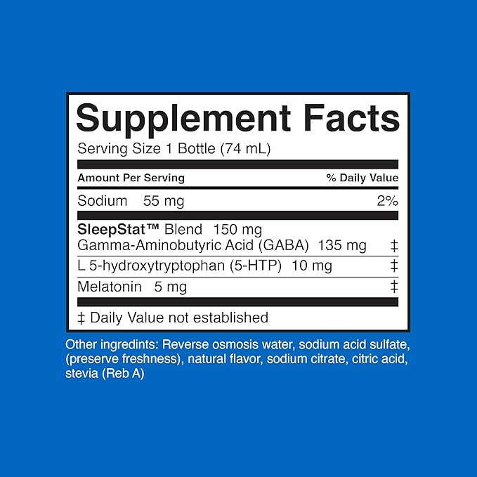 Dream Water Sleep Aid Supplement Drink Melatonin 5mg GABA 5-HTP Zero sugar Natural flavors No added colors 2.5 oz liquid sleep shots Nighttime Nectar 24-Count
