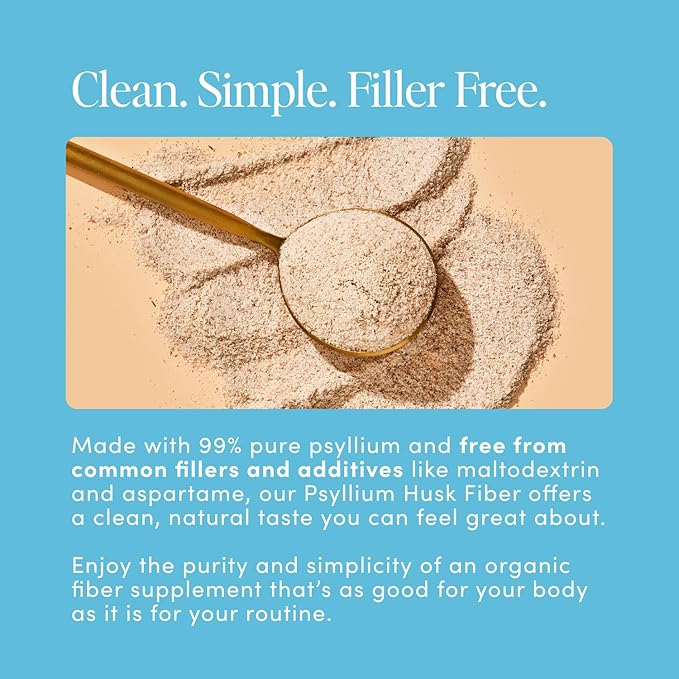 Psyllium Husk Fiber Powder (6g Per Serving) for Digestive Health &amp Bloating Relief Sugar Free Lemonade Prebiotic Insoluble &amp Soluble Fiber Powder Non-GMO Supplement Gluten Free - 30 Serving