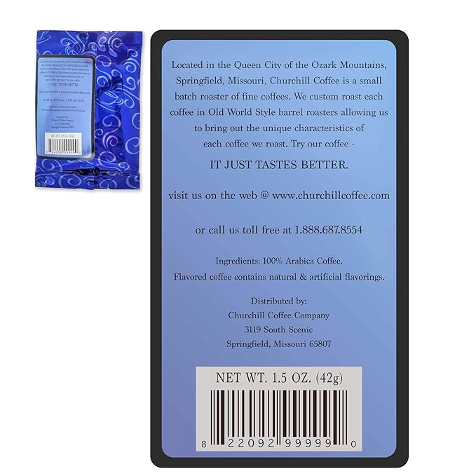 Churchill Coffee French Roast 10 Portioned Packs -1.5 oz each - Ground - Unflavored Coffee