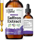 Wild &amp Organic Saffron Supplements 88.5 mg - Saffron Drops for Mood Brain Vision Support - Crocus Sativus Liquid Extract - Vegan Sugar &amp Alcohol-Free Tincture - 2 fl oz