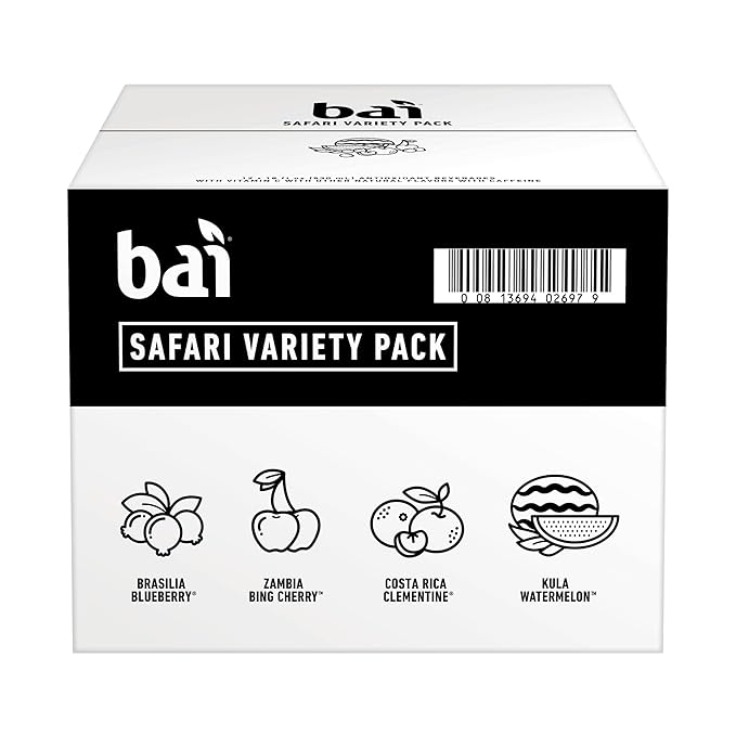 Bai Flavors Variety Pack Antioxidant Infused Water Beverage with Vitamin C and No Artificial Sweeteners 18 fl oz bottles 12 pack | Antioxidant Infused with Vitamin C
