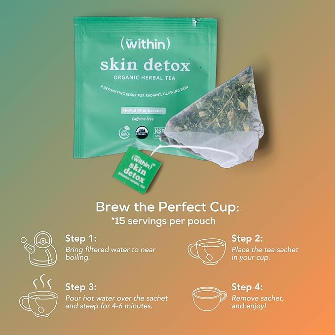 Clear Within Skin Detox Tea – 6 Natural Ingredients for Glowing Skin Supports Digestion &amp Gut Health Promotes Relaxation Detoxifies Naturally