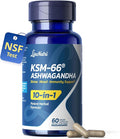 KSM-66 Ashwagandha Supplements | Ashwagandha Root Extract for Women &amp Men | 10-in-1 Adaptogen Complex for Cortisol Support Stress Energy &amp Immune Support | 60 Vegan Capsules