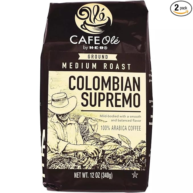 CAFE Olé by H‑E‑B Medium Roast Colombian Supremo Ground Coffee 12 oz 2 bags