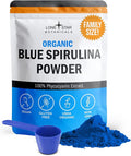 Organic Blue Spirulina Powder 120 Servings - 100% Pure Superfood Blue-Green Algae Natural Food Coloring for Smoothies &amp Protein Drinks - Non GMO Gluten-Free Vegan + USDA Certified No Fishy Sm