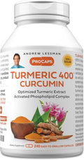 ANDREW LESSMAN Turmeric 400mg - 240 Capsules - 95% Curcuminoids as Phospholipid Complex for Optimum Benefits and Absorption High Potency Standardized Extract Small Easy to Swallow Capsules