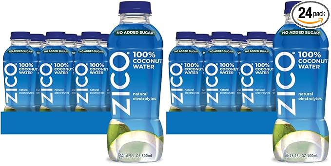 Zico 100% Coconut WaterNO added SugarRefreshingly DeliciousHydration with Electrolytes16.9 Fl Oz(Pack of 24)