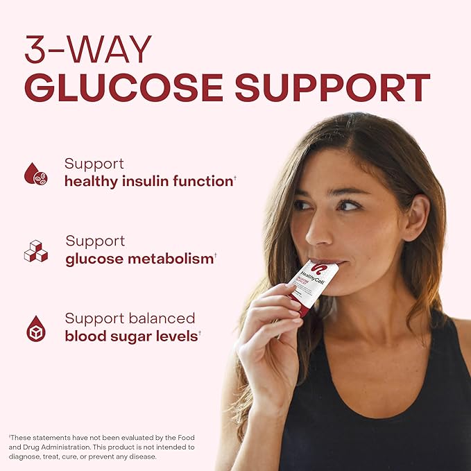 HealthyCell Glucose Support Supplement to Support Balanced Blood Sugar - Berberine Cinnamon &amp Chromium for Healthy Insulin Function &amp Proper Glucose Metabolism - 30 Gel Packs Apple Cinnamon