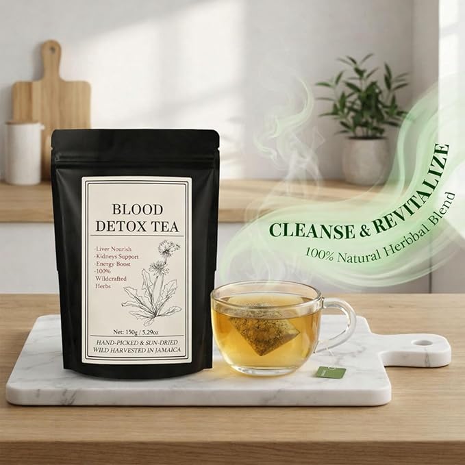 Jamaican Healing Garden Blood Detox Tea 150 G Herbal Tea Blend Herbal Tea with Guaco Burdock Root Cinnamon Moringa (1pcs)