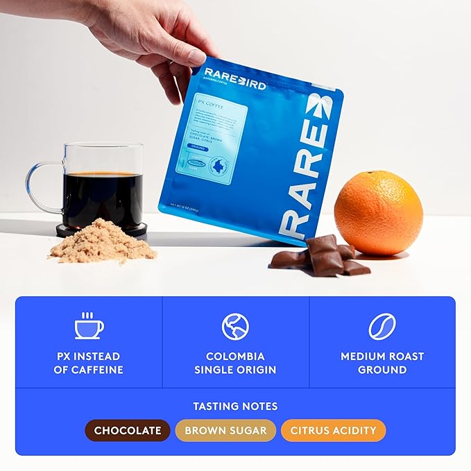 Rarebird Px Coffee – Award Winning Specialty Coffee with Paraxanthine | Caffeine Alternative for Clean Energy Focus Sleep &amp Metabolism Support | Low Acid | 100% Single-Origin Arabica Decaf | Me