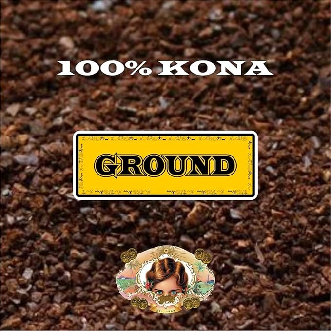 HULA GIRL 100% KONA Roasted Arabica Ground Coffee Dark Roast Net Wt. 10.5 Ounce (0.66Lb) 300 Grams Collector Tin