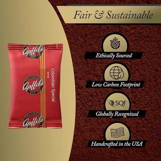 Apffels Colombian Special – Ground Medium Roast 100% Arabica Coffee (18 pack – 2.5 oz Each)