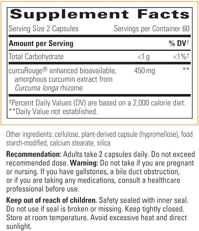 Integrative Therapeutics Curalieve - Curcumin Formula for Antioxidant Support* - High Absorption Curcumin - Vegan Gluten-Free &amp Dairy-Free - 60 Capsules (30 Servings)